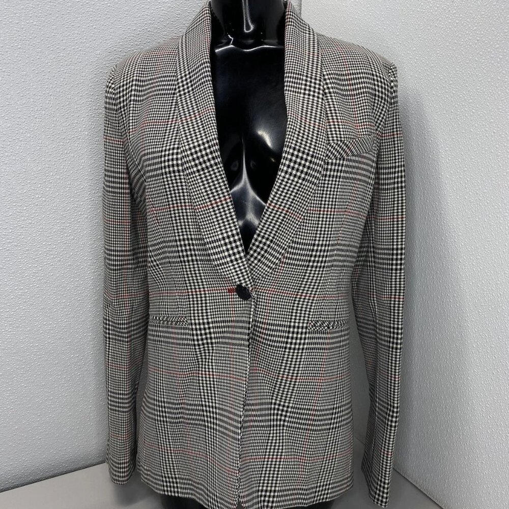 Veronica Beard Women’s Eva Plaid Blazer Jacket Size 4 White/Black — Single Breas